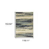 10' X 13' Blue Green Grey Light Blue And Beige Abstract Power Loom Stain Resistant Area Rug - Homeroots - Flyclothing LLC
