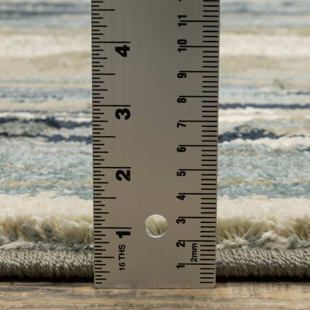 10' X 13' Blue Green Grey Light Blue And Beige Abstract Power Loom Stain Resistant Area Rug - Homeroots - Flyclothing LLC