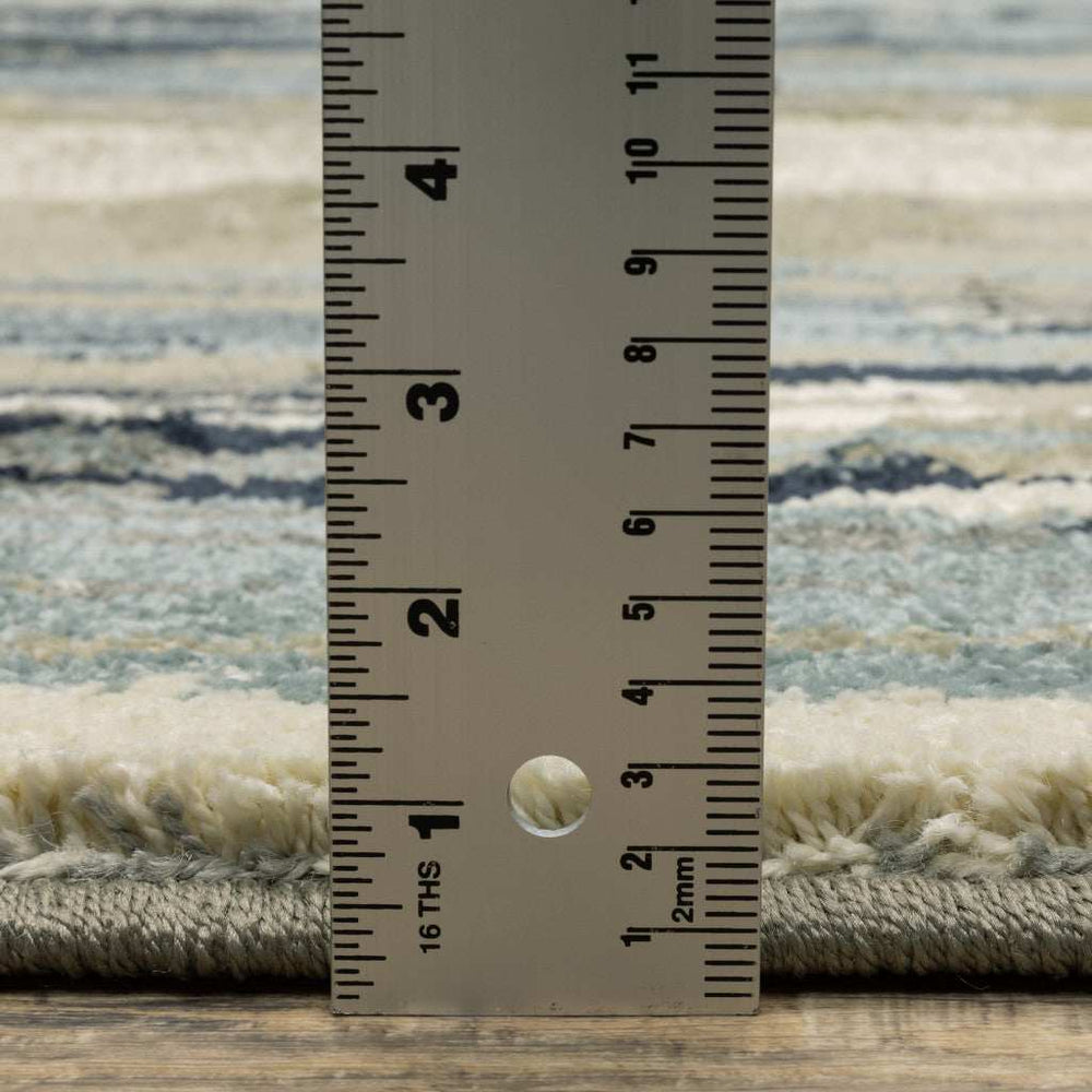 10' X 13' Blue Green Grey Light Blue And Beige Abstract Power Loom Stain Resistant Area Rug - Homeroots - Flyclothing LLC