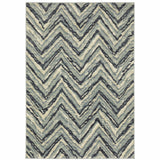 10' X 13' Blue Ivory Grey Beige And Light Blue Geometric Power Loom Stain Resistant Area Rug - Homeroots