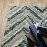 10' X 13' Blue Ivory Grey Beige And Light Blue Geometric Power Loom Stain Resistant Area Rug - Homeroots - Flyclothing LLC
