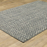 10' X 13' Blue Ivory Grey And Light Blue Geometric Power Loom Stain Resistant Area Rug - Homeroots - Flyclothing LLC
