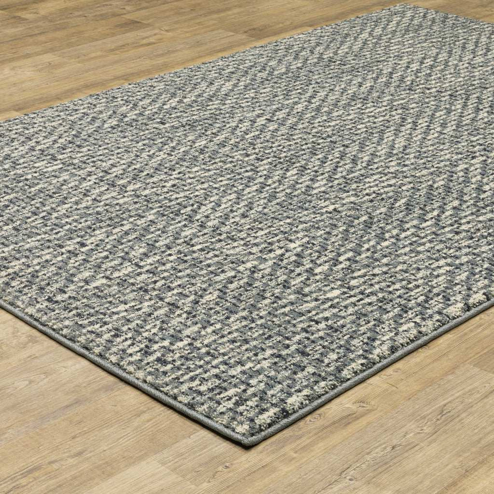 10' X 13' Blue Ivory Grey And Light Blue Geometric Power Loom Stain Resistant Area Rug - Homeroots - Flyclothing LLC
