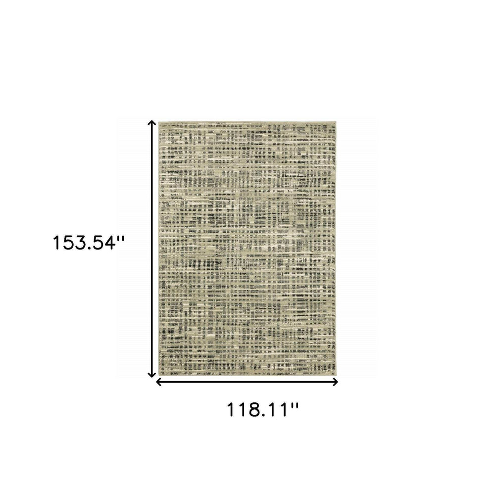 10' X 13' Beige Grey Ivory And Sage Blue Geometric Power Loom Stain Resistant Area Rug - Homeroots - Flyclothing LLC