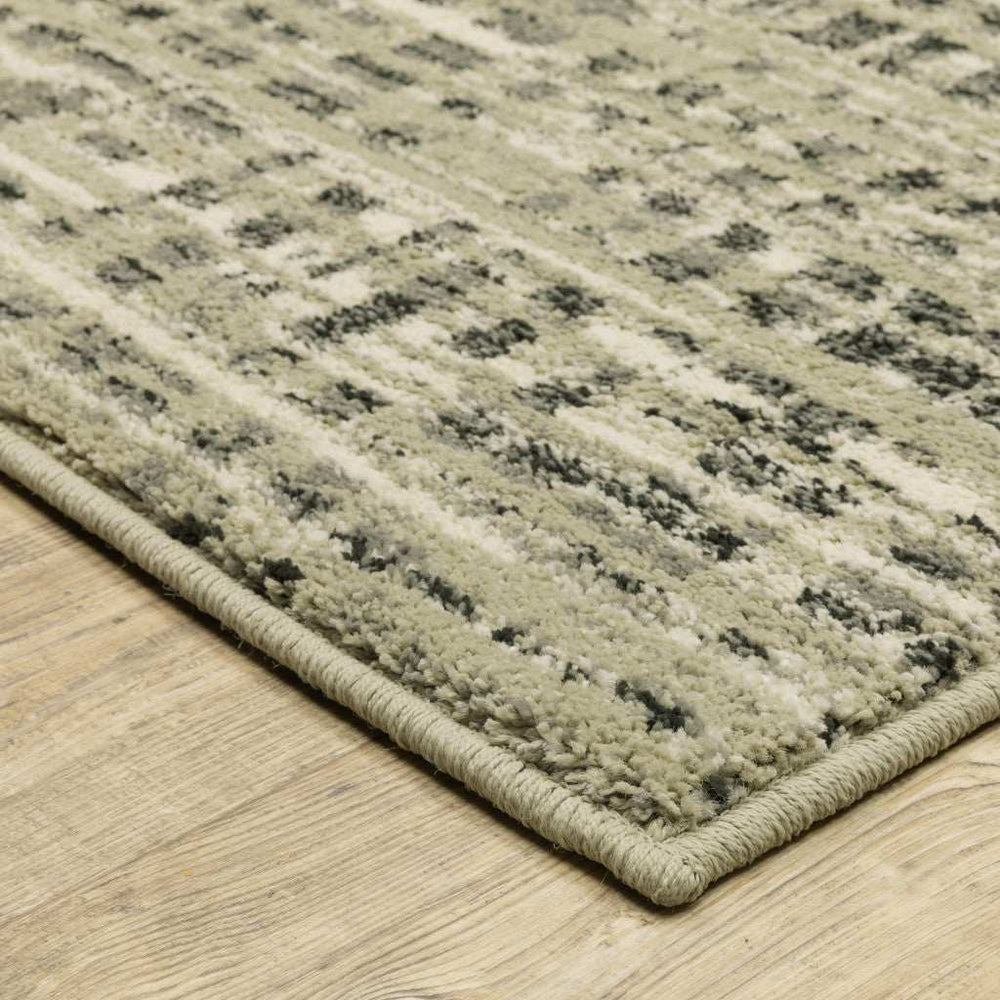 10' X 13' Beige Grey Ivory And Sage Blue Geometric Power Loom Stain Resistant Area Rug - Homeroots - Flyclothing LLC