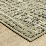 10' X 13' Beige Grey Ivory And Sage Blue Geometric Power Loom Stain Resistant Area Rug