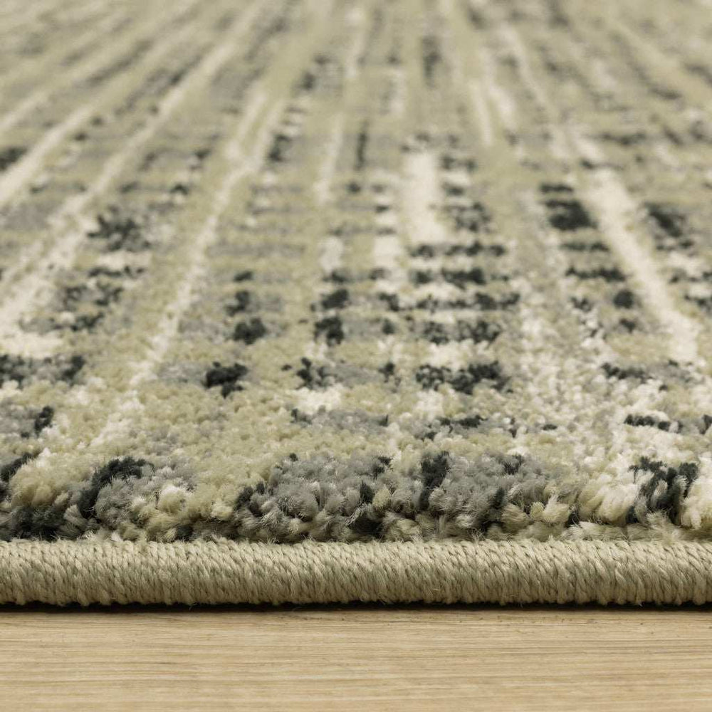 10' X 13' Beige Grey Ivory And Sage Blue Geometric Power Loom Stain Resistant Area Rug - Homeroots - Flyclothing LLC