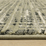 10' X 13' Beige Grey Ivory And Sage Blue Geometric Power Loom Stain Resistant Area Rug