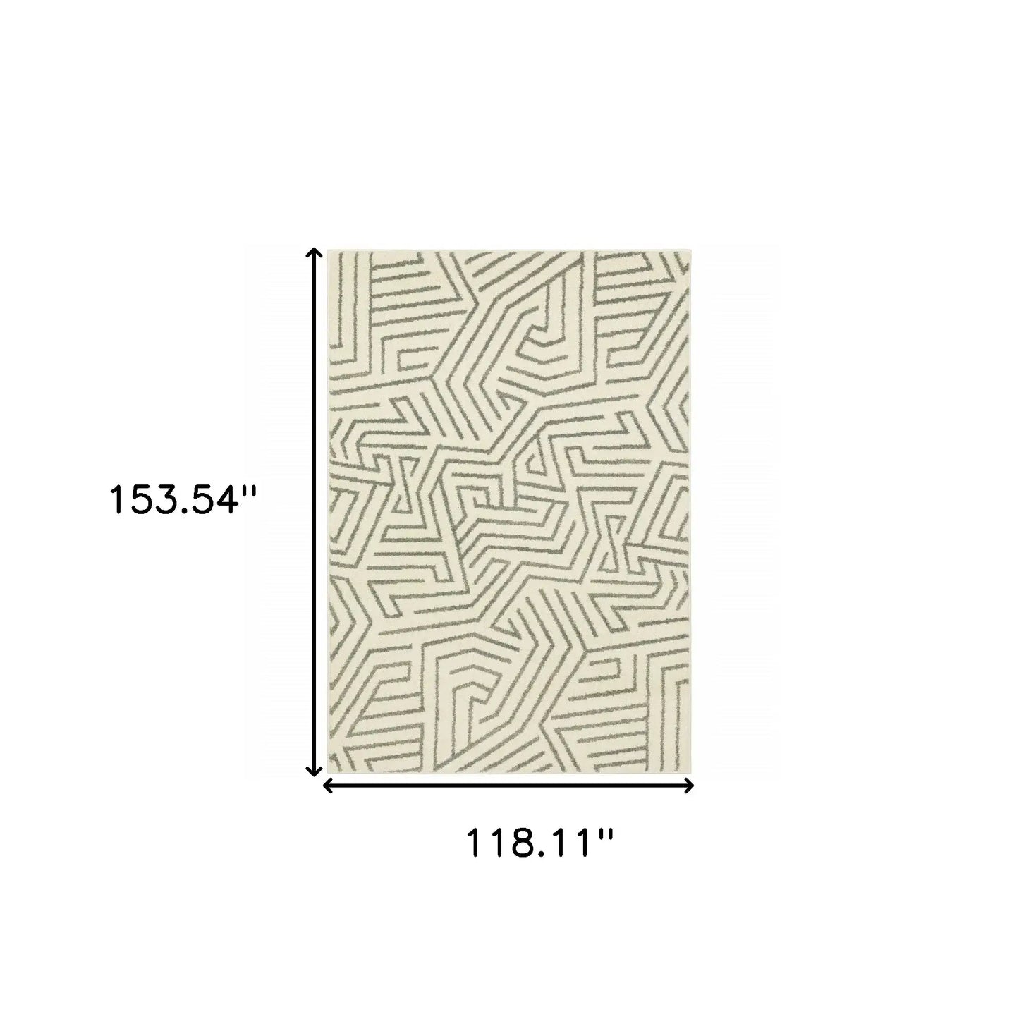 10' X 13' Gray And Ivory Geometric Power Loom Area Rug - Homeroots - Flyclothing LLC