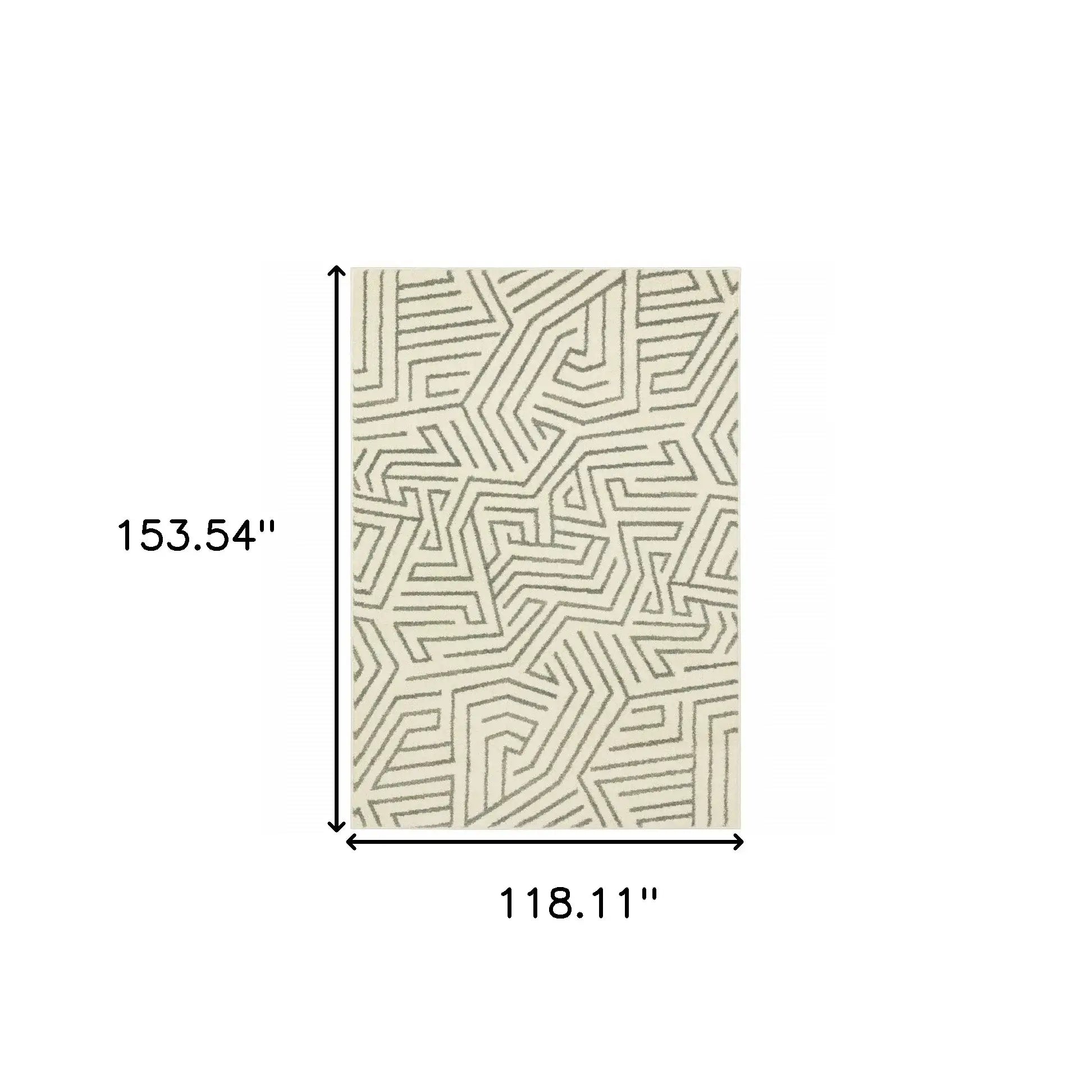 10' X 13' Gray And Ivory Geometric Power Loom Area Rug - Homeroots - Flyclothing LLC