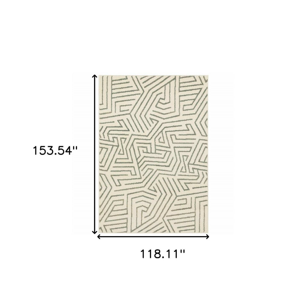 10' X 13' Gray And Ivory Geometric Power Loom Area Rug - Homeroots - Flyclothing LLC