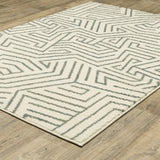 10' X 13' Gray And Ivory Geometric Power Loom Area Rug