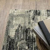 2' X 8' Grey Beige Charcoal And Blue Abstract Power Loom Stain Resistant Runner Rug - Homeroots