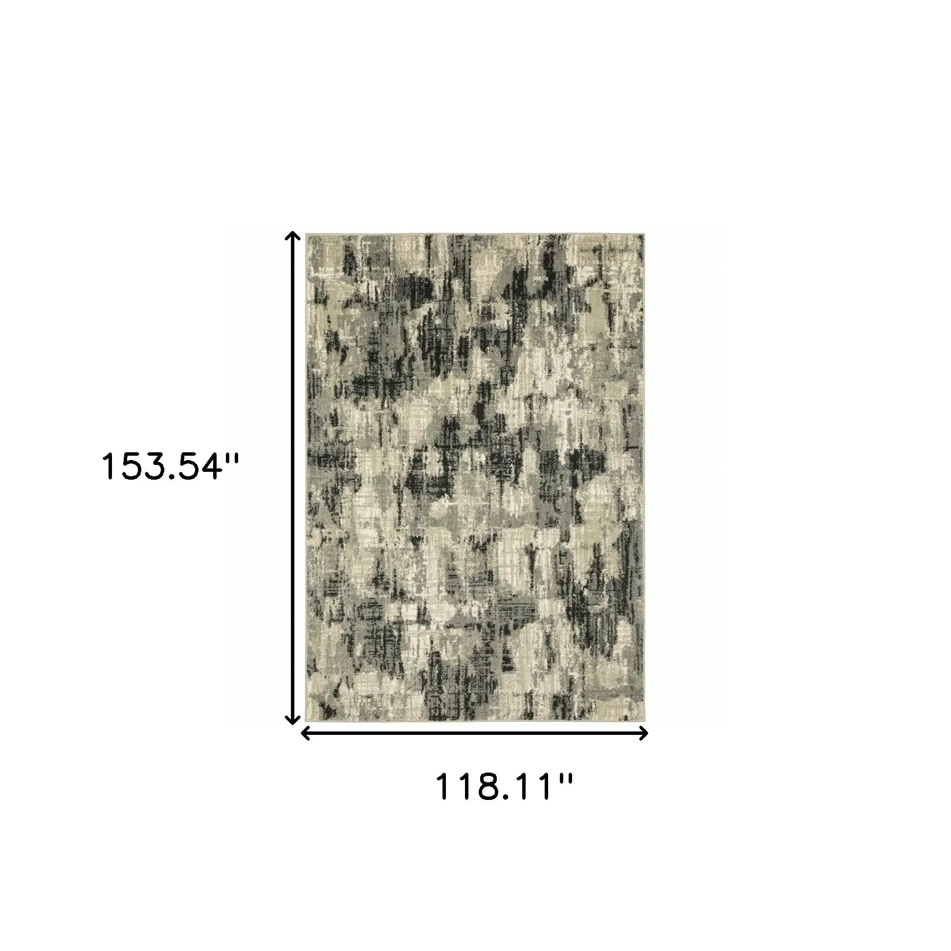 10' X 13' Grey Beige Charcoal And Blue Abstract Power Loom Stain Resistant Area Rug - Homeroots - Flyclothing LLC