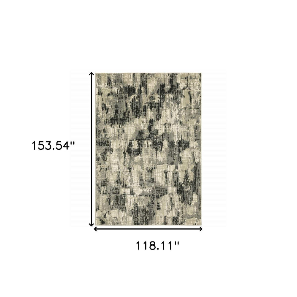 10' X 13' Grey Beige Charcoal And Blue Abstract Power Loom Stain Resistant Area Rug - Homeroots - Flyclothing LLC