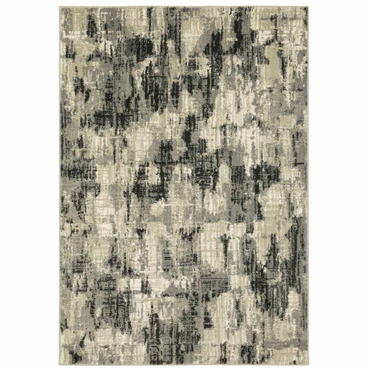 10' X 13' Grey Beige Charcoal And Blue Abstract Power Loom Stain Resistant Area Rug - Homeroots - Flyclothing LLC