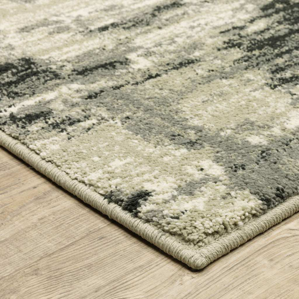 10' X 13' Grey Beige Charcoal And Blue Abstract Power Loom Stain Resistant Area Rug - Homeroots - Flyclothing LLC