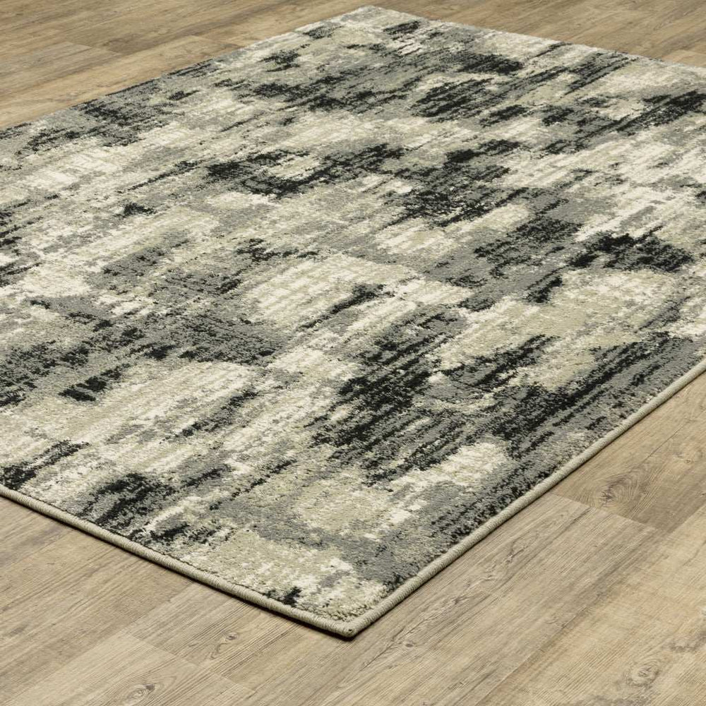 10' X 13' Grey Beige Charcoal And Blue Abstract Power Loom Stain Resistant Area Rug - Homeroots - Flyclothing LLC