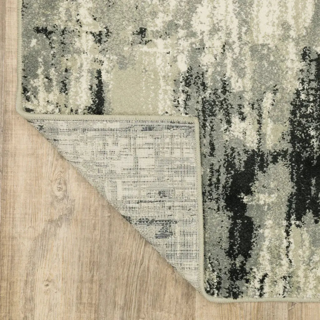 10' X 13' Grey Beige Charcoal And Blue Abstract Power Loom Stain Resistant Area Rug - Homeroots - Flyclothing LLC