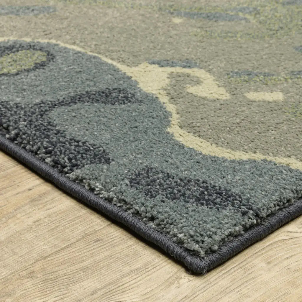 10' X 13' Blue Green And Grey Abstract Power Loom Stain Resistant Area Rug - Homeroots - Flyclothing LLC