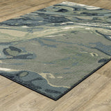 10' X 13' Blue Green And Grey Abstract Power Loom Stain Resistant Area Rug - Homeroots - Flyclothing LLC