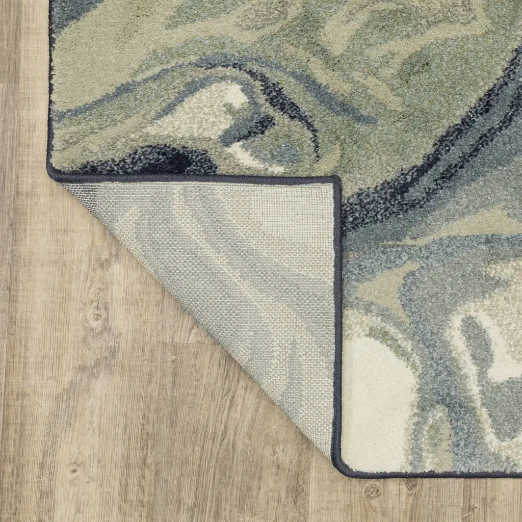 10' X 13' Blue Green And Grey Abstract Power Loom Stain Resistant Area Rug - Homeroots - Flyclothing LLC