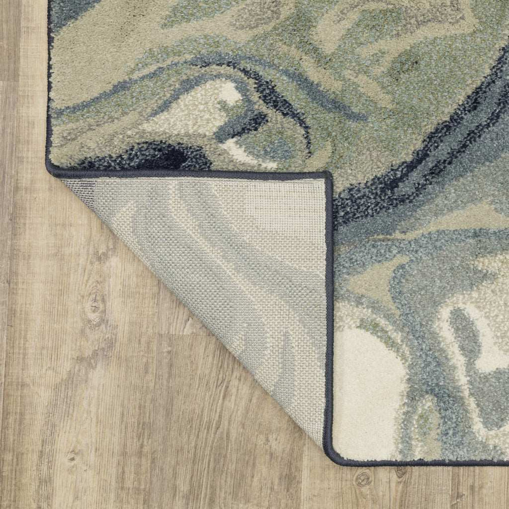 10' X 13' Blue Green And Grey Abstract Power Loom Stain Resistant Area Rug - Homeroots - Flyclothing LLC