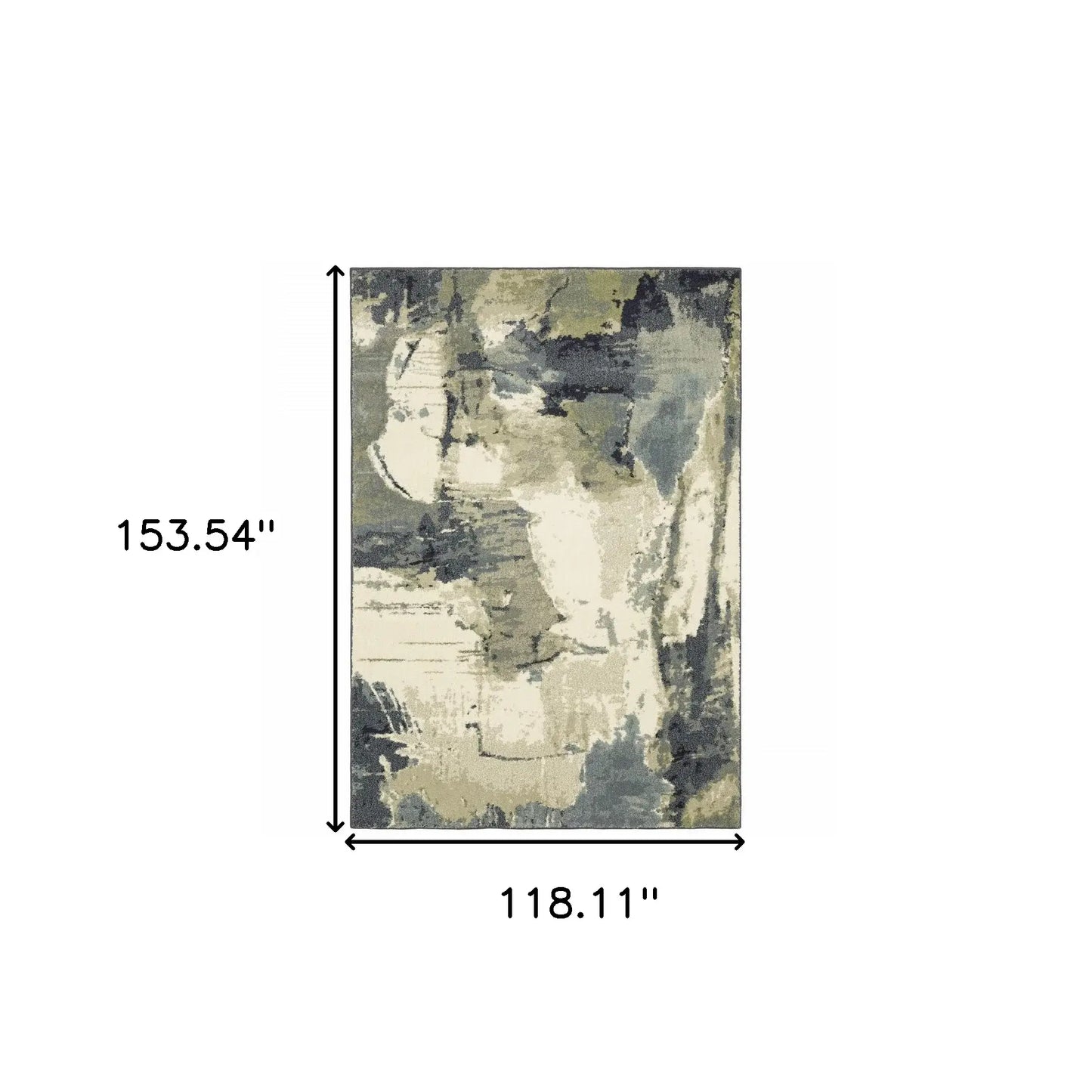 10' X 13' Blue Light Blue Grey Sage Beige And Ivory Abstract Power Loom Stain Resistant Area Rug - Homeroots - Flyclothing LLC