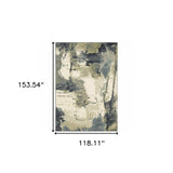 10' X 13' Blue Light Blue Grey Sage Beige And Ivory Abstract Power Loom Stain Resistant Area Rug - Homeroots - Flyclothing LLC