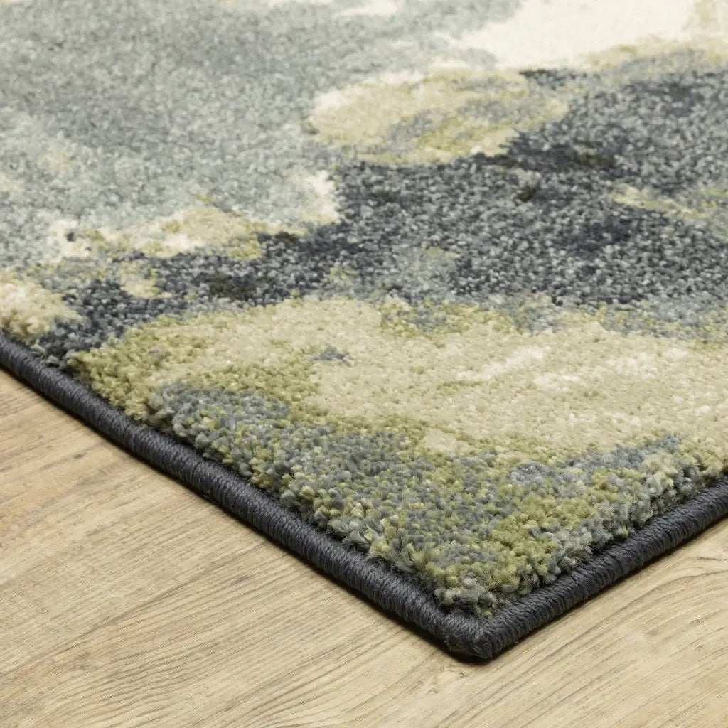 10' X 13' Blue Light Blue Grey Sage Beige And Ivory Abstract Power Loom Stain Resistant Area Rug - Homeroots - Flyclothing LLC