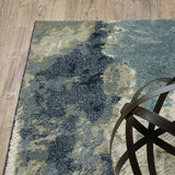 10' X 13' Blue Light Blue Grey Sage Beige And Ivory Abstract Power Loom Stain Resistant Area Rug - Homeroots