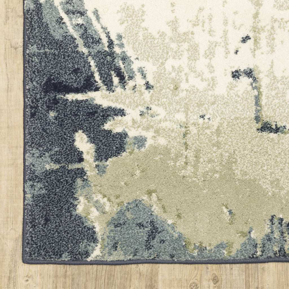 10' X 13' Blue Light Blue Grey Sage Beige And Ivory Abstract Power Loom Stain Resistant Area Rug - Homeroots - Flyclothing LLC