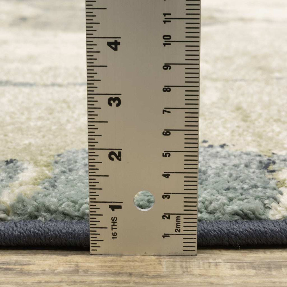 10' X 13' Blue Light Blue Grey Sage Beige And Ivory Abstract Power Loom Stain Resistant Area Rug - Homeroots - Flyclothing LLC