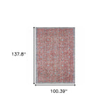 8' X 11' Red And Blue Oriental Power Loom Stain Resistant Area Rug - Homeroots