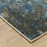 2' X 8' Blue Grey And Beige Abstract Power Loom Stain Resistant Runner Rug - Homeroots