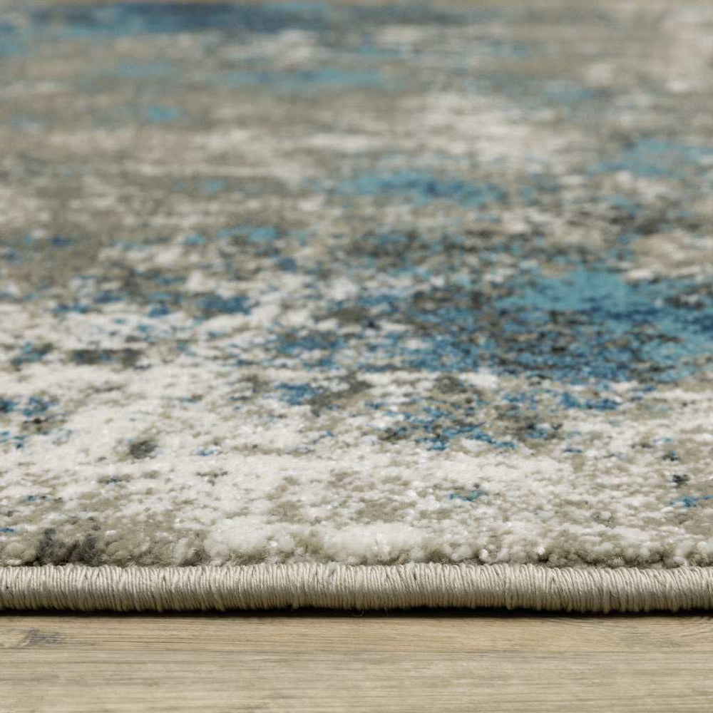 2' X 8' Blue Grey And Beige Abstract Power Loom Stain Resistant Runner Rug - Homeroots - Flyclothing LLC