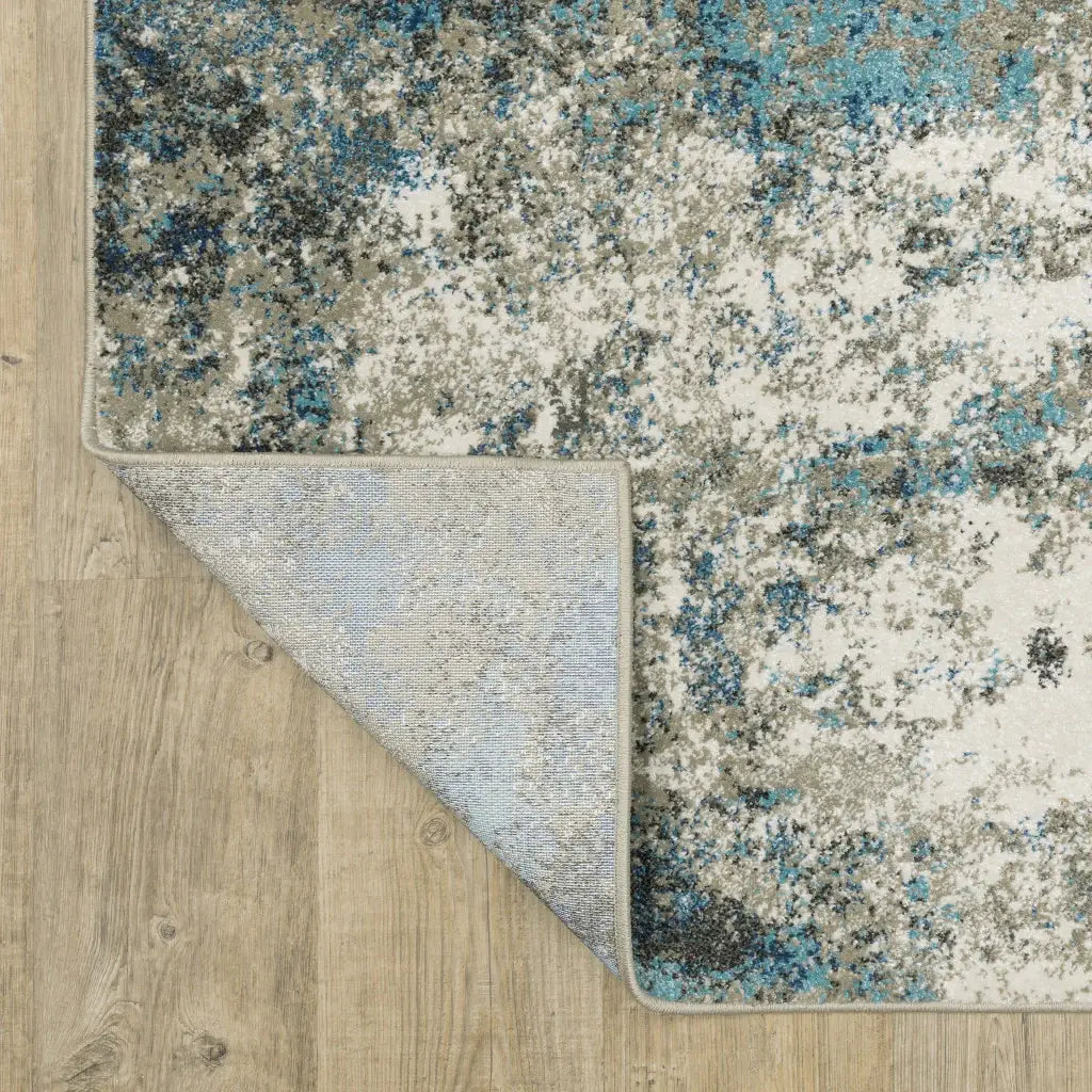 2' X 8' Blue Grey And Beige Abstract Power Loom Stain Resistant Runner Rug - Homeroots - Flyclothing LLC