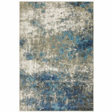 5' X 7' Blue Grey And Beige Abstract Power Loom Stain Resistant Area Rug - Homeroots - Flyclothing LLC