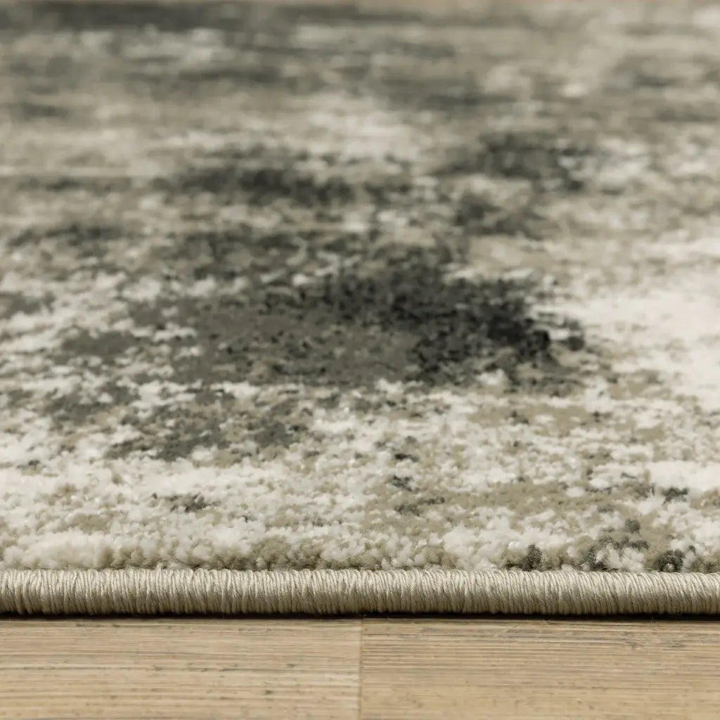 2' X 8' Charcoal Grey And Beige Abstract Power Loom Stain Resistant Runner Rug - Homeroots - Flyclothing LLC
