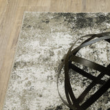 2' X 8' Charcoal Grey And Beige Abstract Power Loom Stain Resistant Runner Rug - Homeroots