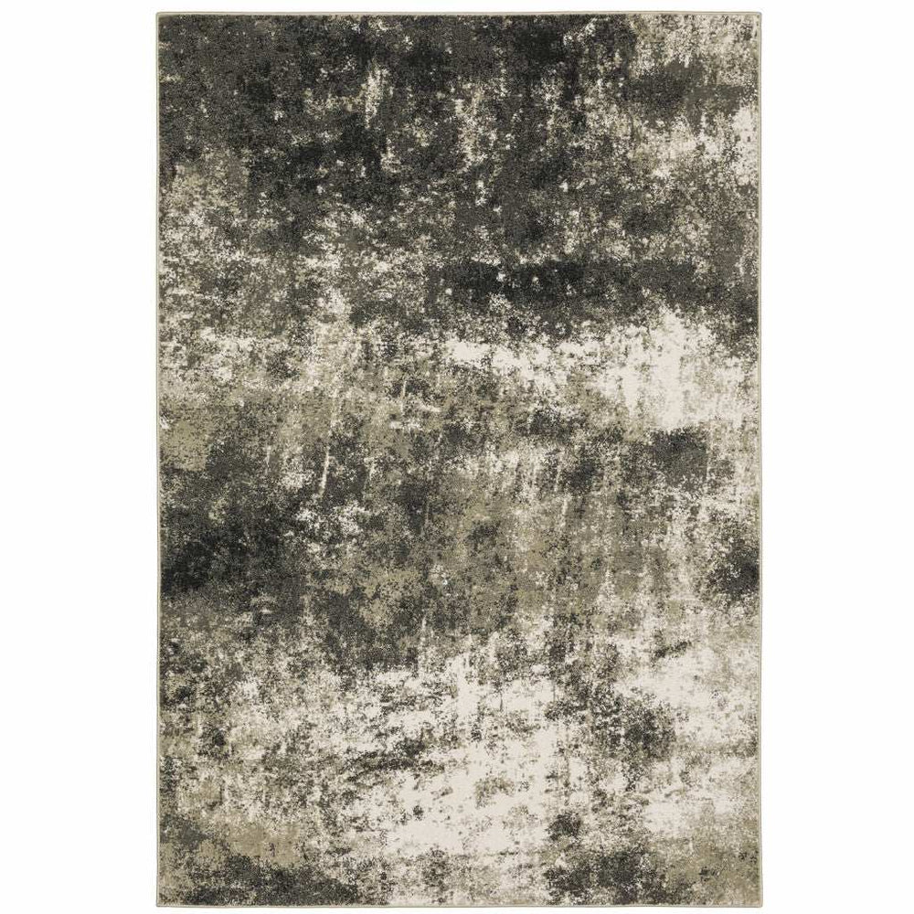 5' X 7' Charcoal Grey And Beige Abstract Power Loom Stain Resistant Area Rug - Homeroots - Flyclothing LLC