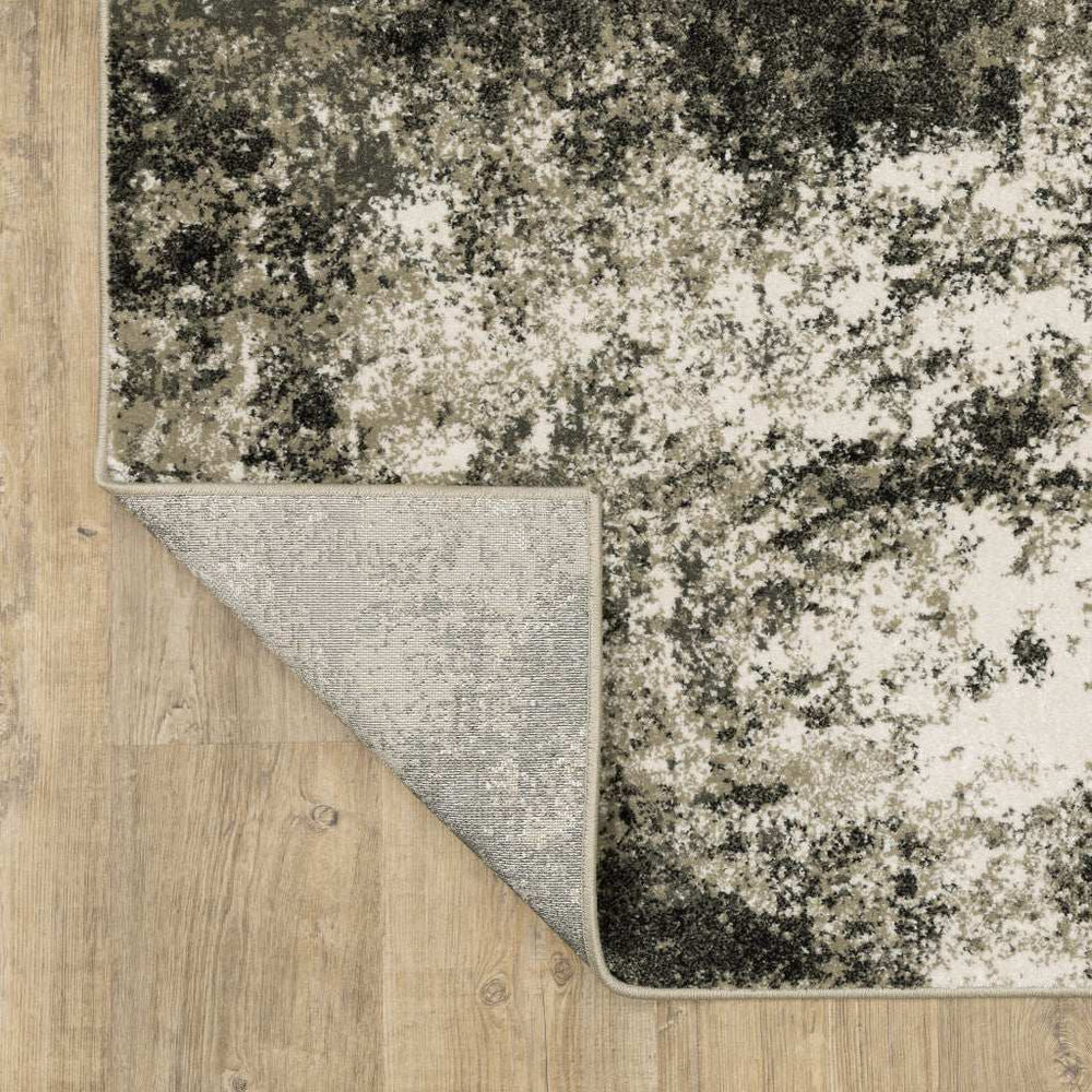 5' X 7' Charcoal Grey And Beige Abstract Power Loom Stain Resistant Area Rug - Homeroots - Flyclothing LLC