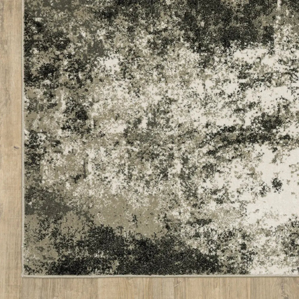 5' X 7' Charcoal Grey And Beige Abstract Power Loom Stain Resistant Area Rug - Homeroots - Flyclothing LLC