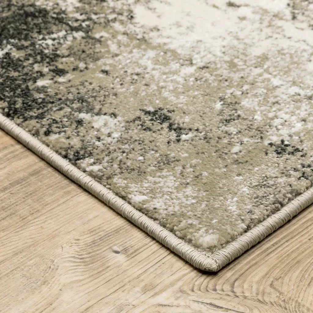 8' X 10' Charcoal Grey And Beige Abstract Power Loom Stain Resistant Area Rug - Homeroots - Flyclothing LLC