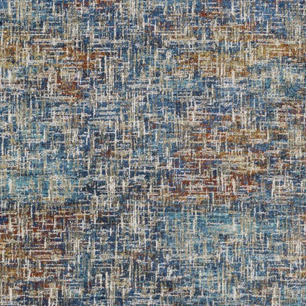 5' X 7' Blue Teal Gold Rust And Beige Abstract Power Loom Stain Resistant Area Rug - Homeroots - Flyclothing LLC