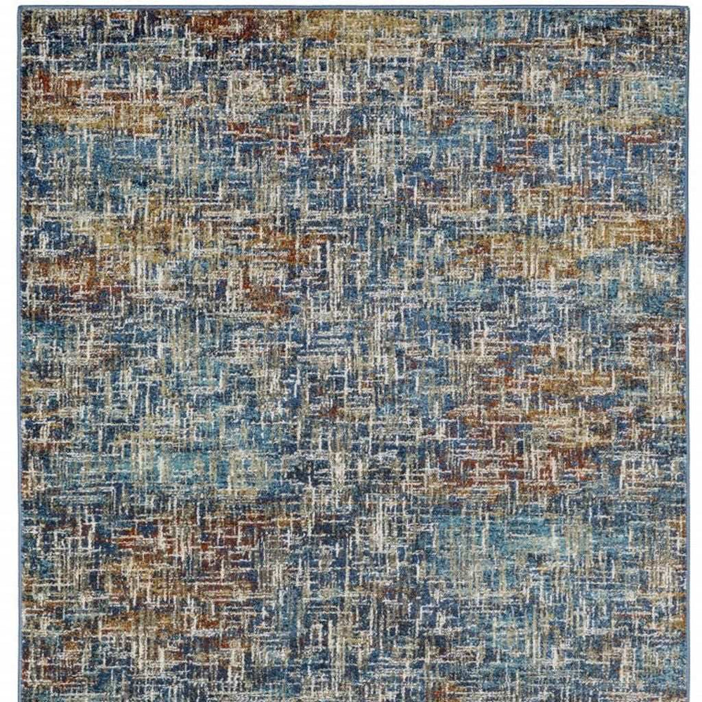 5' X 7' Blue Teal Gold Rust And Beige Abstract Power Loom Stain Resistant Area Rug - Homeroots - Flyclothing LLC
