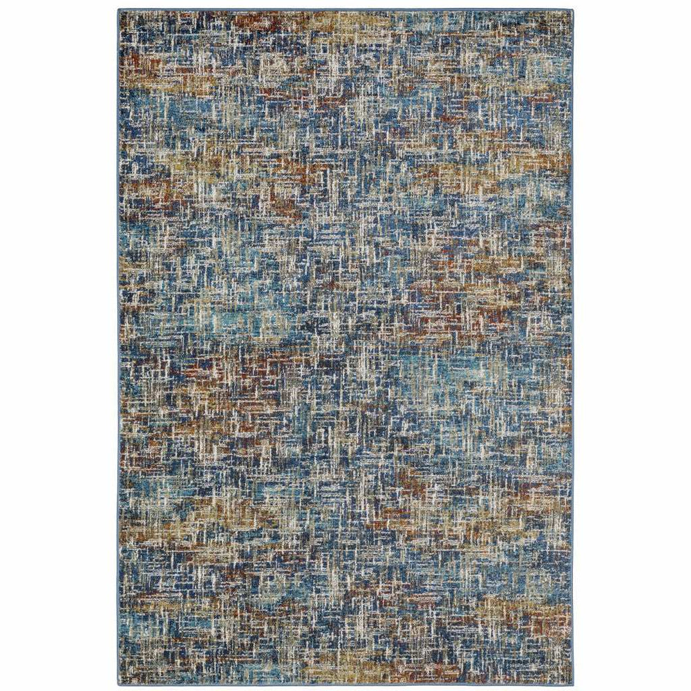 5' X 7' Blue Teal Gold Rust And Beige Abstract Power Loom Stain Resistant Area Rug - Homeroots - Flyclothing LLC