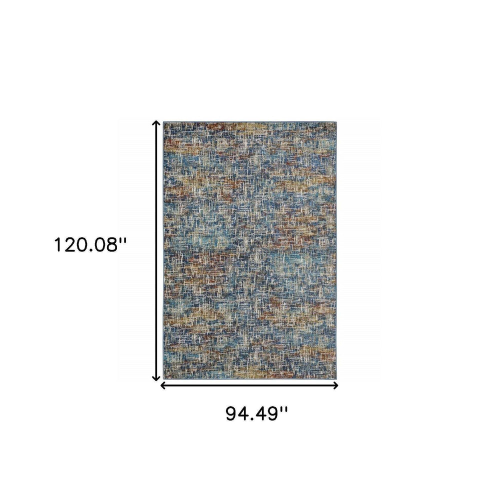 8' X 10' Blue Teal Gold Rust And Beige Abstract Power Loom Stain Resistant Area Rug - Homeroots - Flyclothing LLC