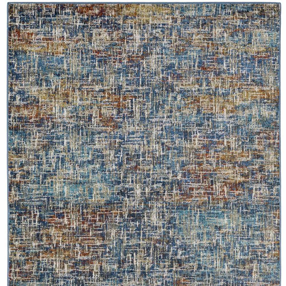 8' X 10' Blue Teal Gold Rust And Beige Abstract Power Loom Stain Resistant Area Rug - Homeroots - Flyclothing LLC