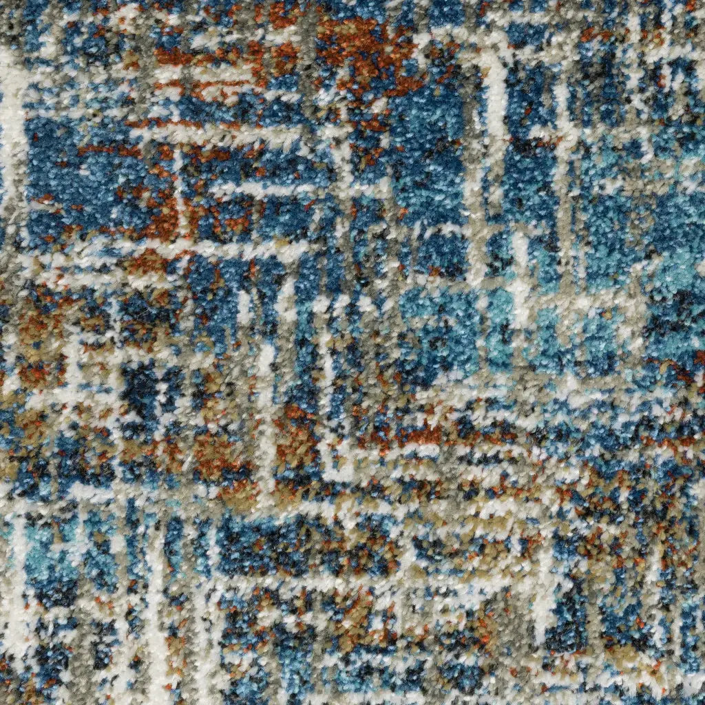 8' X 10' Blue Teal Gold Rust And Beige Abstract Power Loom Stain Resistant Area Rug - Homeroots - Flyclothing LLC